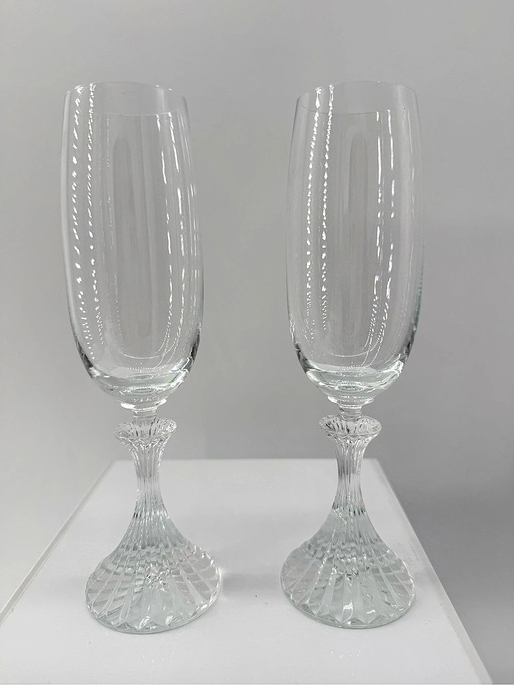 Clear Textured Champagne Flutes Set of 2